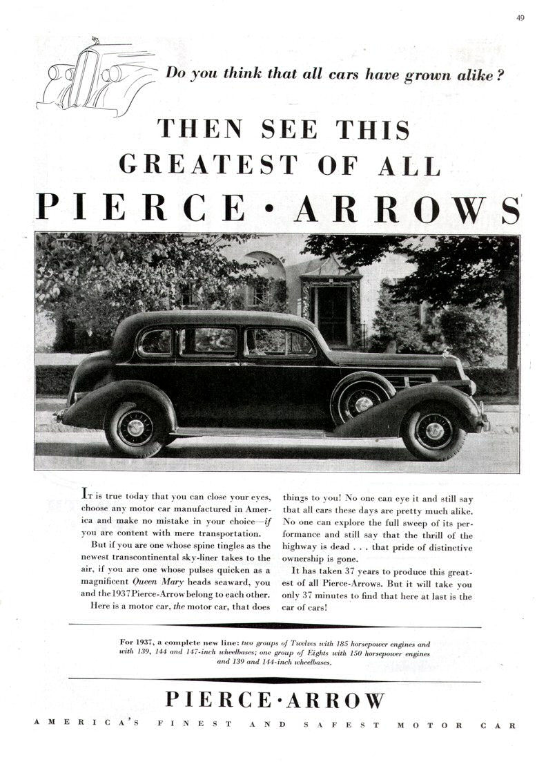 1937 Pierce-Arrow Auto Advertising